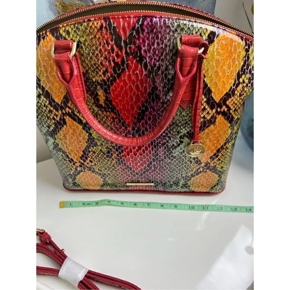 Brahmin NWT Red Dragon Snake Print Satchel Bag